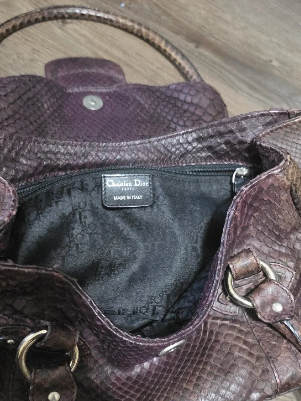 Dior Brown Textured Shoulder Bag with CD Logo